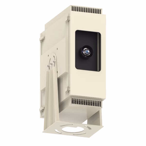 Rugged IP65 outdoor enclosure for Christie iS Series projectors. Waterproof, dustproof, active cooling. Optimized for 3D mapping, architectural projection & large events.