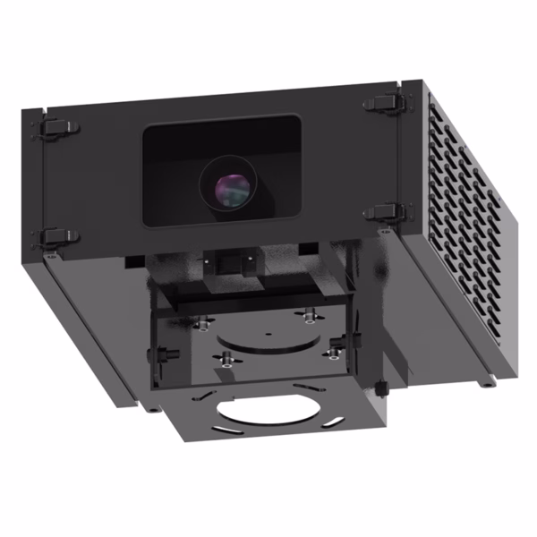 Compact IP65 outdoor enclosure for Panasonic PT-MZ20K projector, Climate-controlled weatherproof housing for PT-MZ20K series, Compact projector enclosure with active cooling for outdoor installation, IP65 rated projector box for Panasonic 20000 lumen laser projector