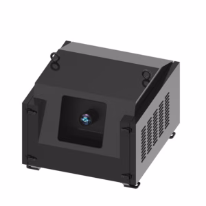 Panasonic PT-MZ20K in 30-degree upward tilt outdoor projector enclosure