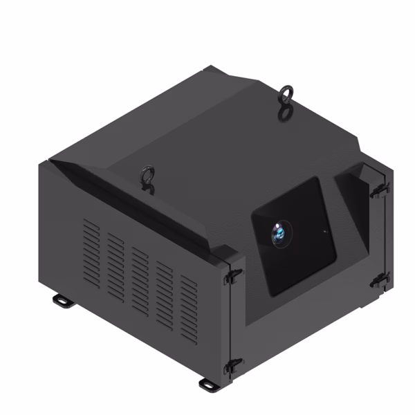 Panasonic PT-MZ20K in 30-degree upward tilt outdoor projector enclosure