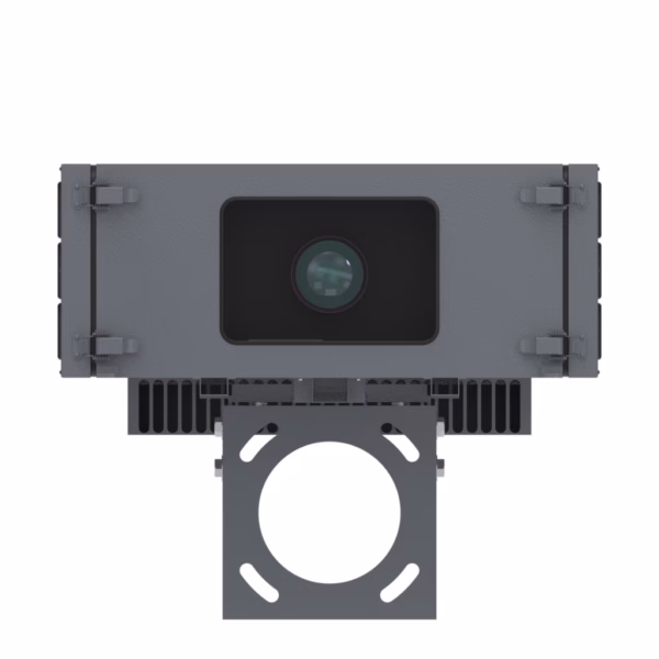Panasonic PT-MZ20K ground-mounted pole enclosure for projection mapping, Pole-mounted outdoor projector housing for building façade projection, IP65 climate-controlled enclosure on pole for ground installation,Outdoor projector box with pole mounting for architectural mapping