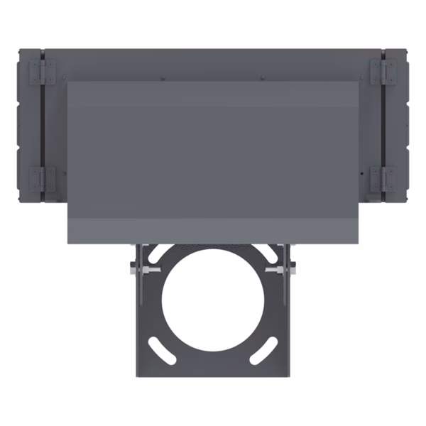 Panasonic PT-MZ20K ground-mounted pole enclosure for projection mapping, Pole-mounted outdoor projector housing for building façade projection, IP65 climate-controlled enclosure on pole for ground installation,Outdoor projector box with pole mounting for architectural mapping